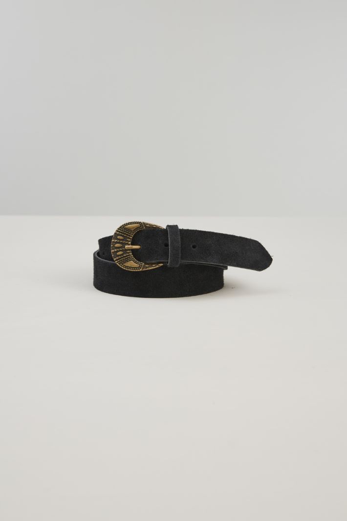 Cintura in suede - ANTRACITE ORO - Fashion Market