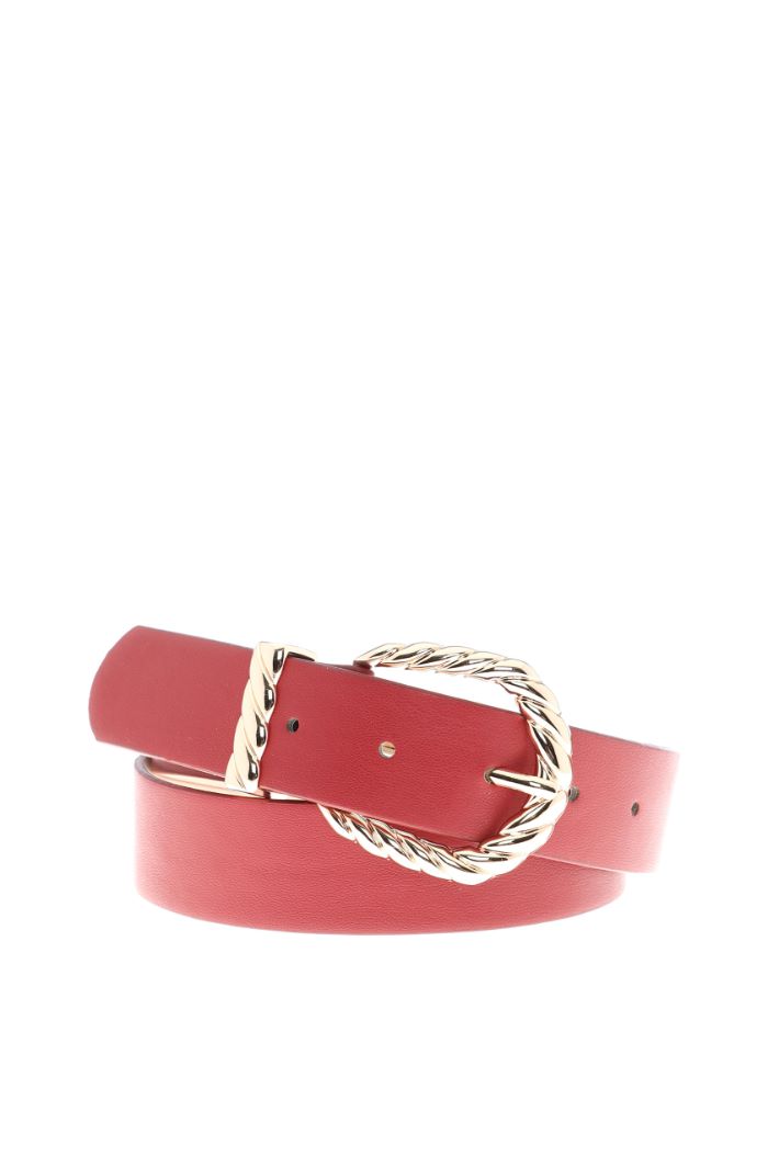 Cintura con fibbia in metallo - ROSSO - Fashion Market
