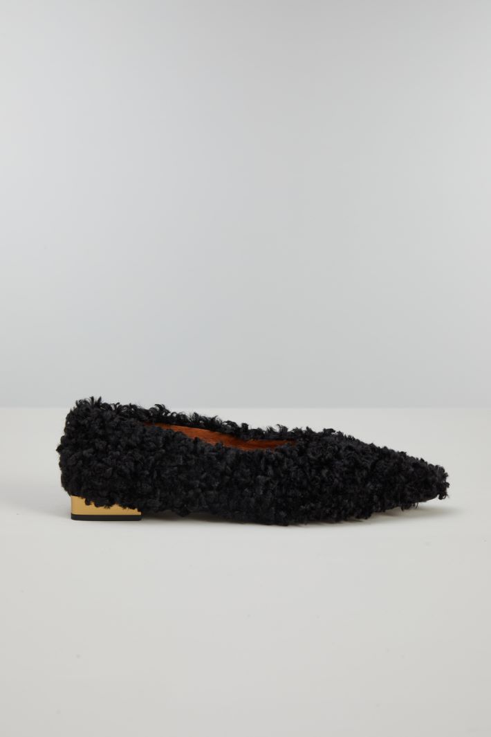 Ballerine in tessuto peluche - NERO - Fashion Market