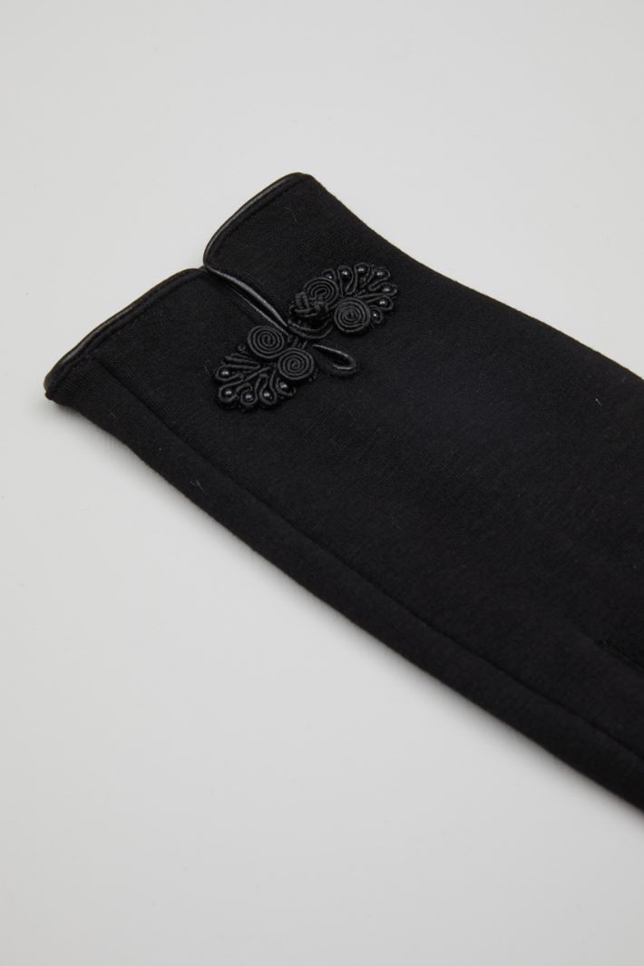 Guanti in jersey con ricamo - NERO - Fashion Market - 2