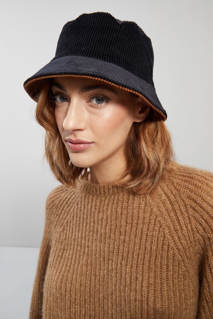 Cappello da pescatore in velluto - NERO MARRONE - Fashion Market - 2