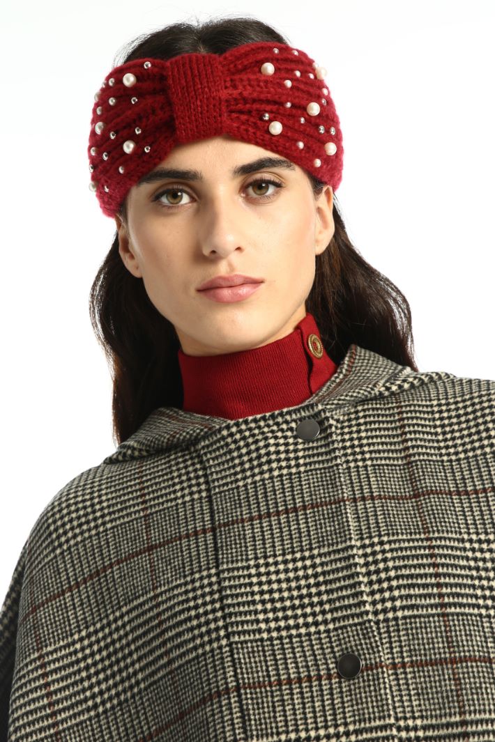Fascia in maglia con perle - BORDEAUX - Fashion Market - 3