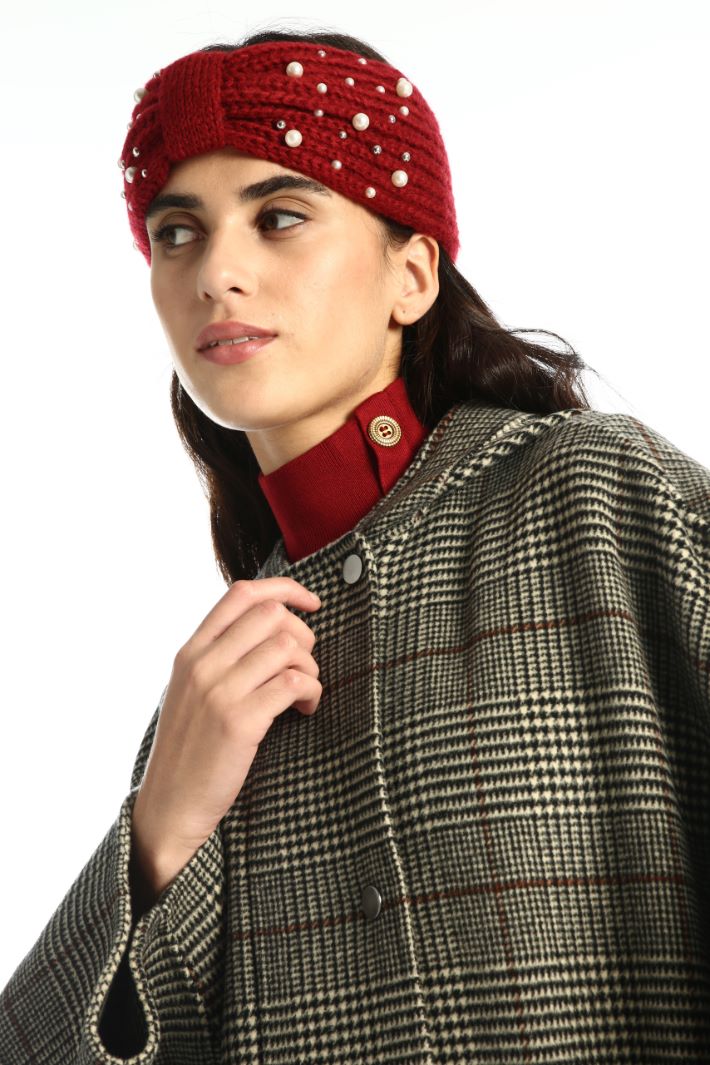Fascia in maglia con perle - BORDEAUX - Fashion Market