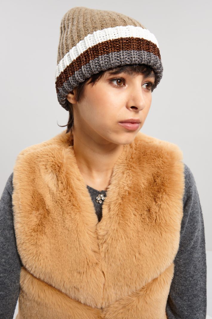 Cuffia in fibra lamè - ECRU ARGILLA GRIGIO - Fashion Market - 2