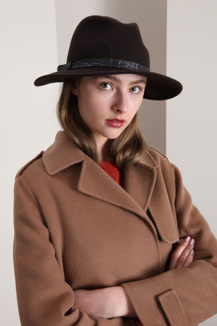 Fedora in pura lana - MARRONE SCURO - Fashion Market