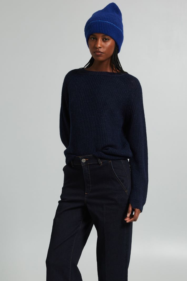 Cuffia dettaglio lurex - BLU - Fashion Market - 2