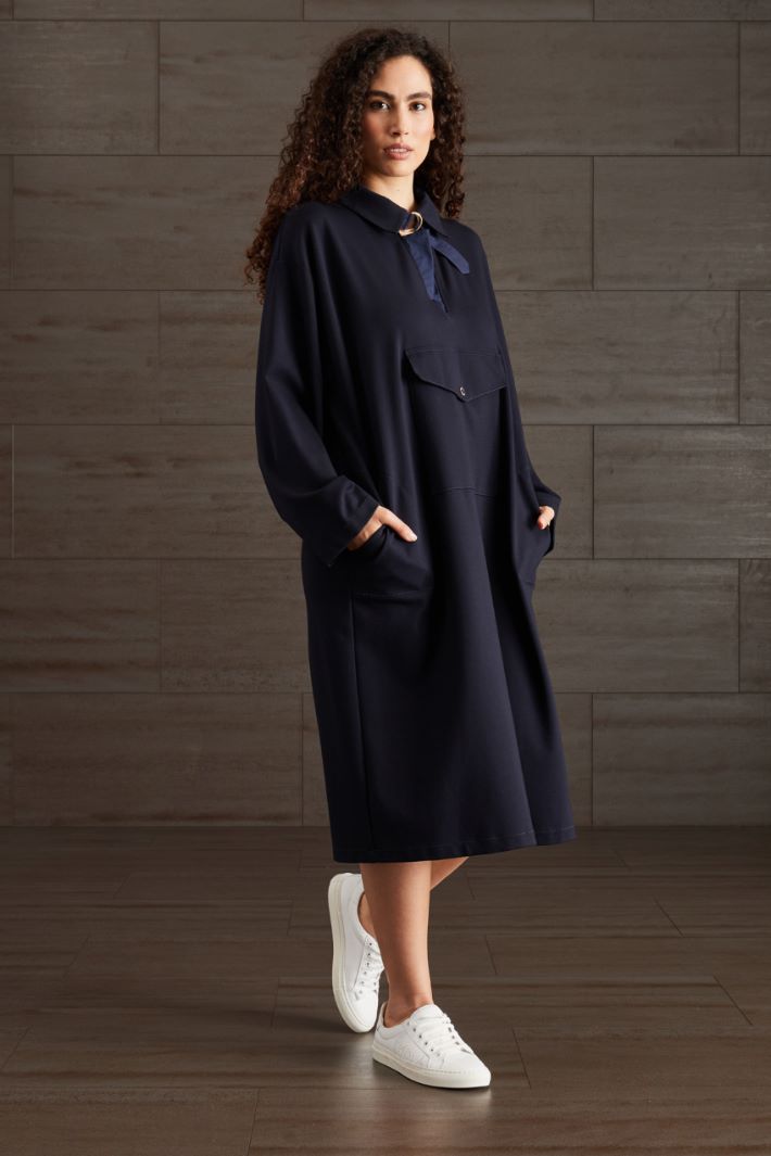 Abito lungo in jersey - BLU SCURO - Fashion Market