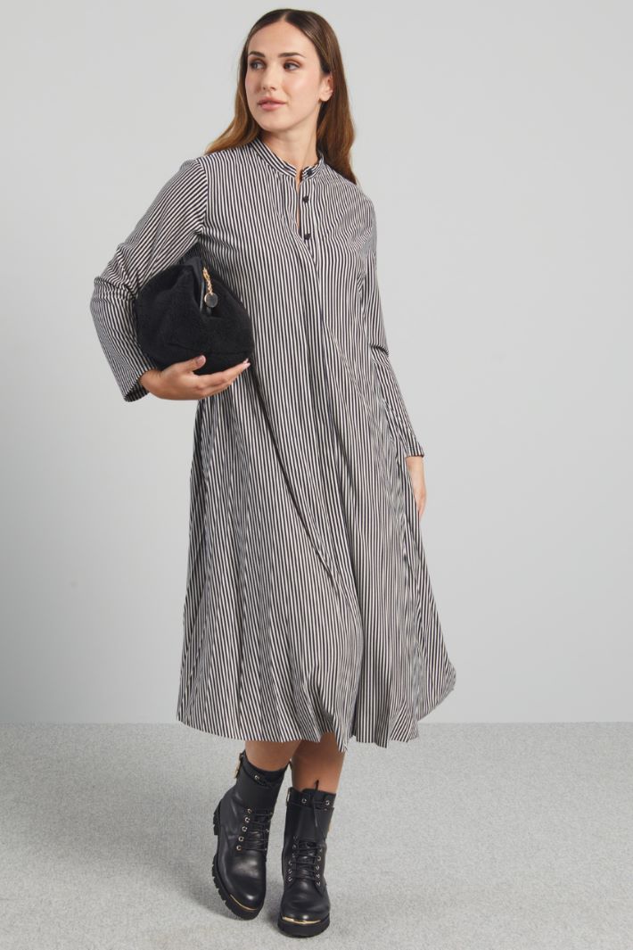 Abito in jersey con pieghe - BLU NOTTE BIANCO - Fashion Market