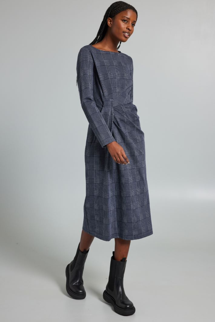 Abito con pieghe asimmetriche - BLU NOTTE GRIGIO - Fashion Market - 2