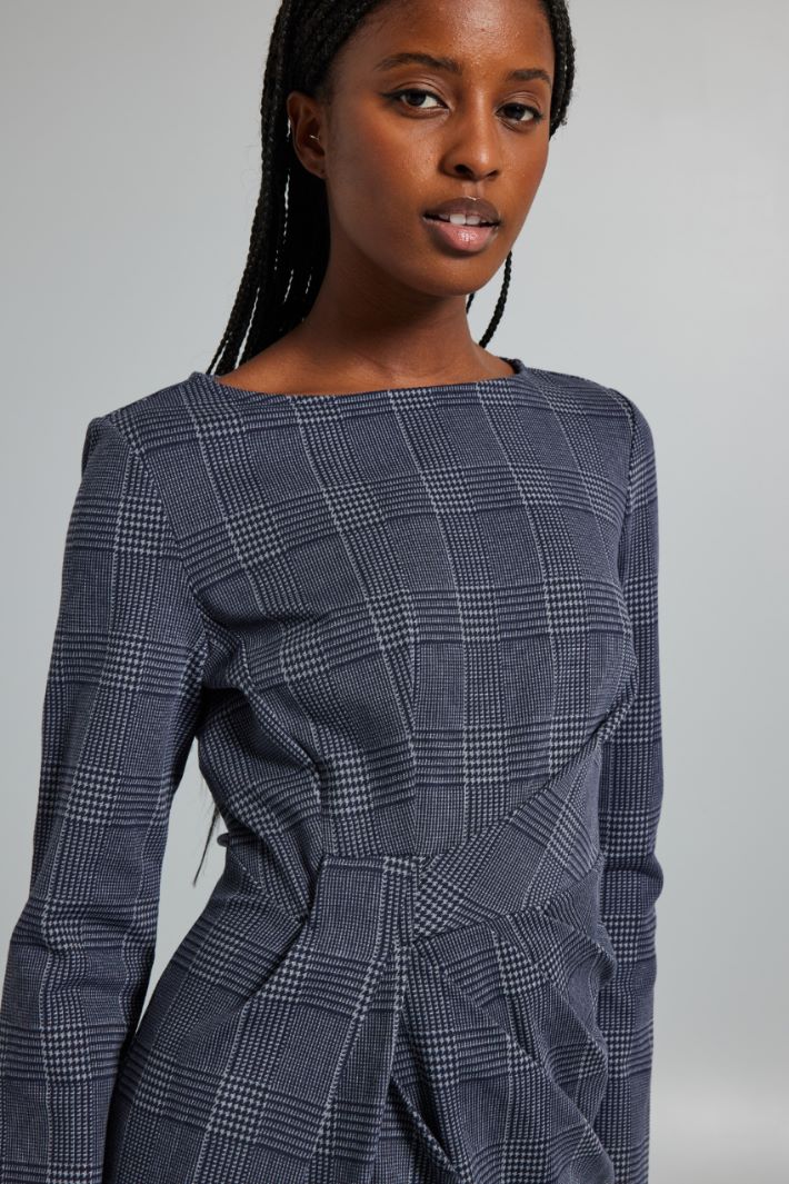 Abito con pieghe asimmetriche - BLU NOTTE GRIGIO - Fashion Market - 3