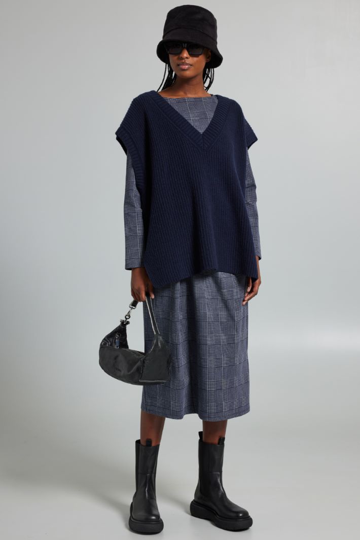 Abito con pieghe asimmetriche - BLU NOTTE GRIGIO - Fashion Market