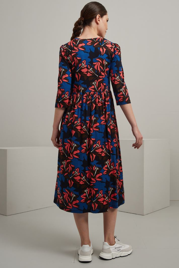 Abito in jersey di cotone  - MARRONE FUCSIA BLU - Fashion Market - 4