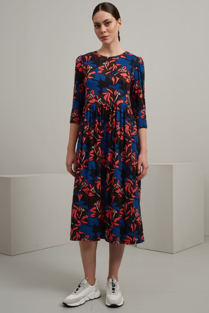 Abito in jersey di cotone  - MARRONE FUCSIA BLU - Fashion Market - 2