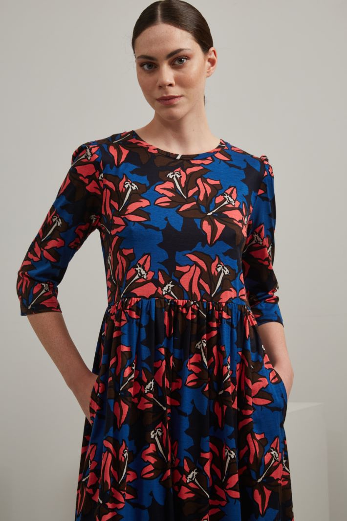 Abito in jersey di cotone  - MARRONE FUCSIA BLU - Fashion Market - 3