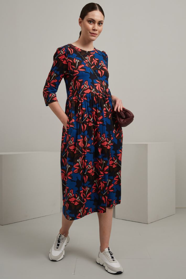 Abito in jersey di cotone  - MARRONE FUCSIA BLU - Fashion Market