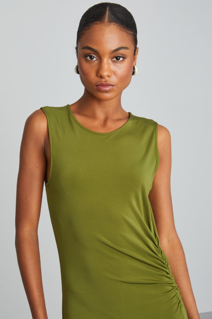 Abito midi con arricciatura - VERDE PISTACCHIO - Fashion Market - 4