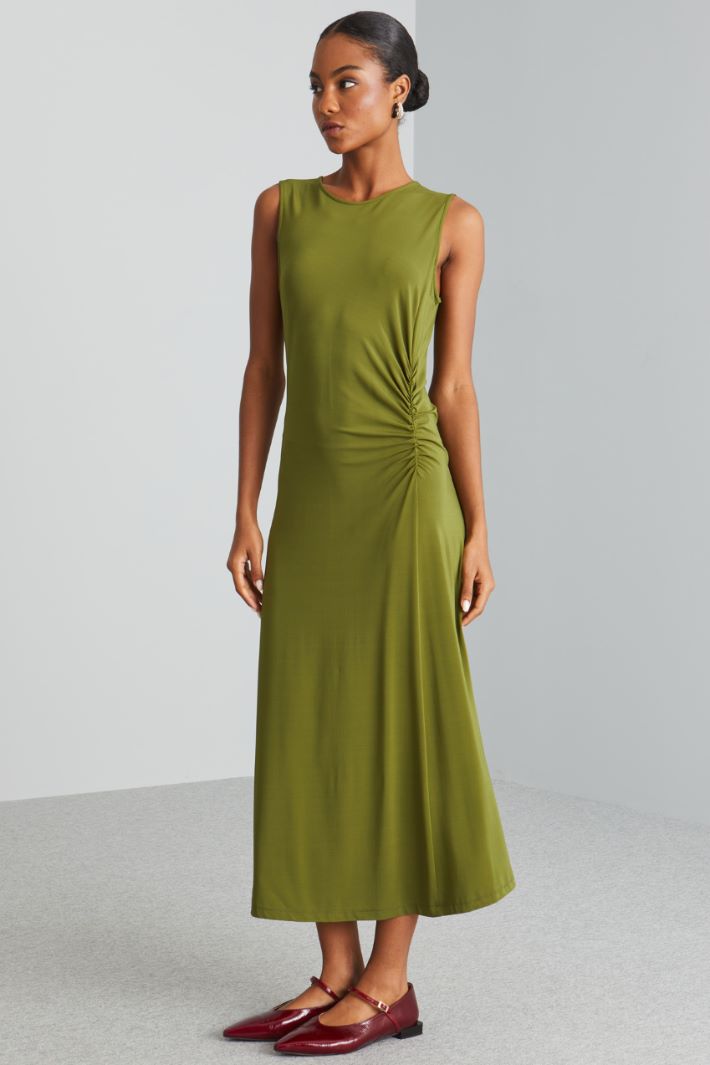 Abito midi con arricciatura - VERDE PISTACCHIO - Fashion Market - 2