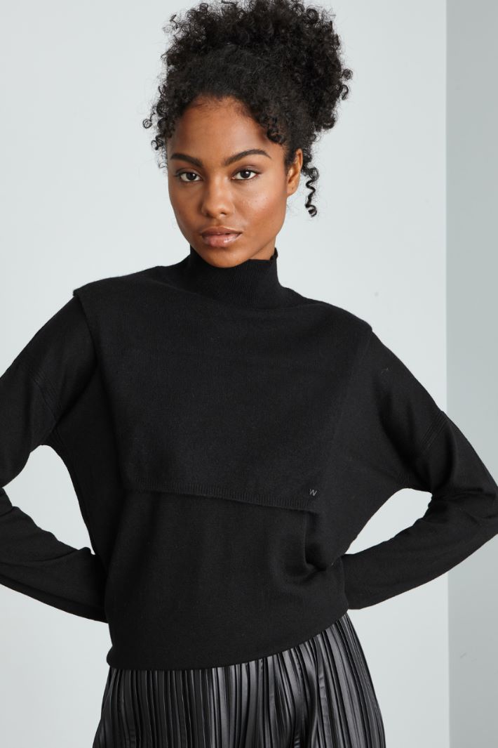 Collo in filato di cashmere - NERO - Fashion Market