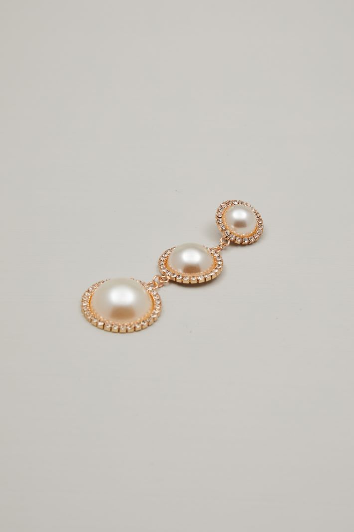 Orecchini pendenti con perle e strass - ORO - Fashion Market - 2