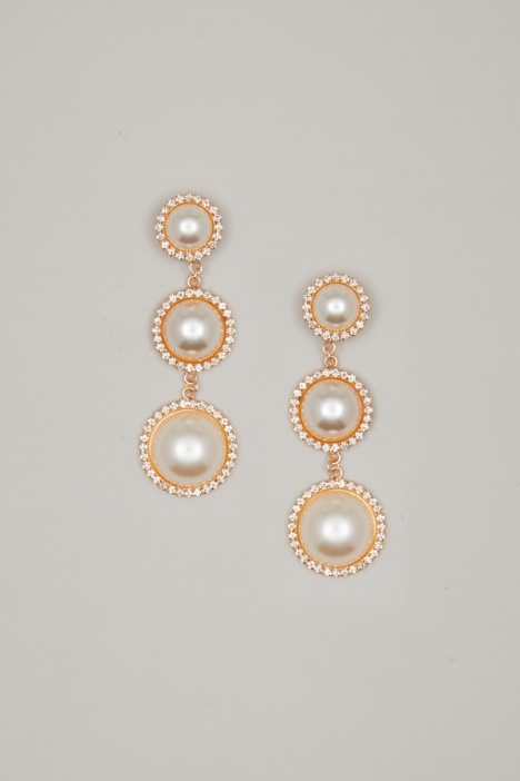 Orecchini pendenti con perle e strass - Fashion Market