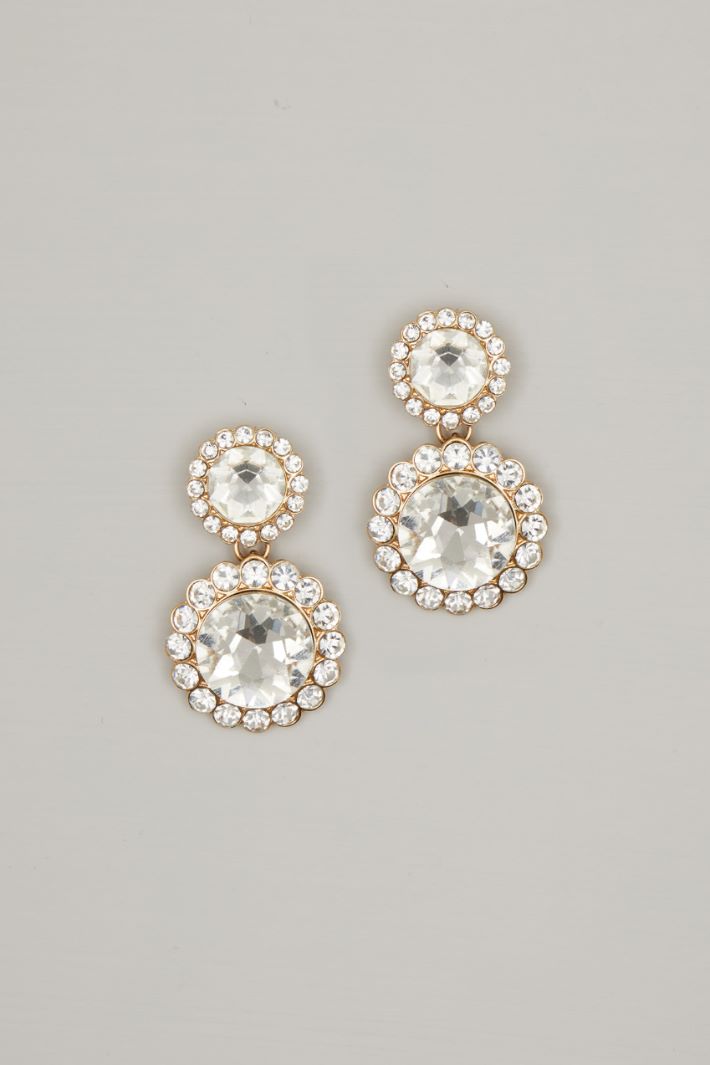 Orecchini pendenti con strass incastonati - ORO TRASPARENTE - Fashion Market