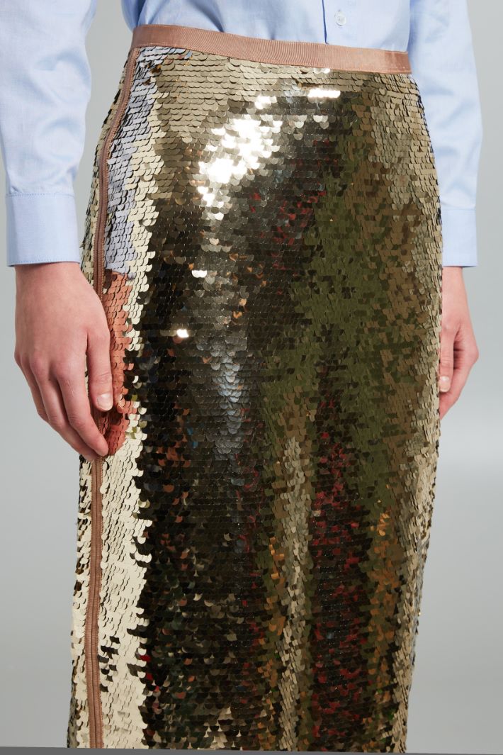 Gonna longuette con paillettes - ORO - Fashion Market - 2