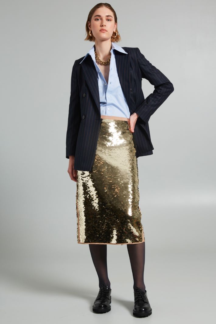 Gonna longuette con paillettes - ORO - Fashion Market