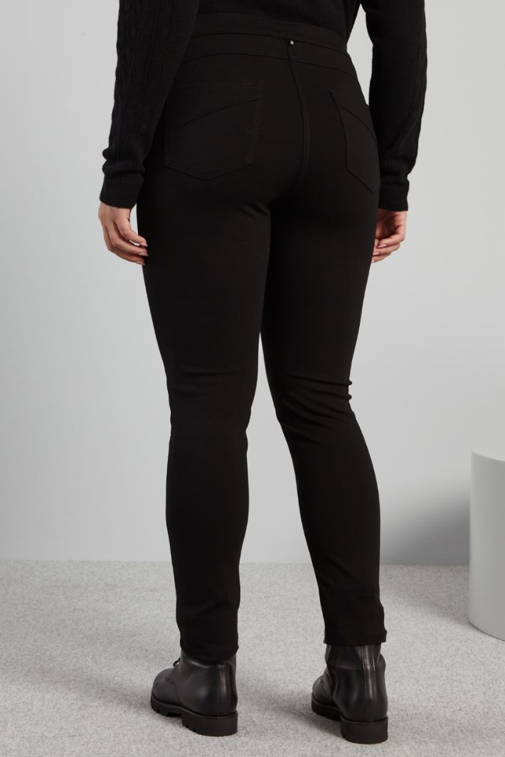 Leggings in jersey e similpelle - NERO - Fashion Market - 4