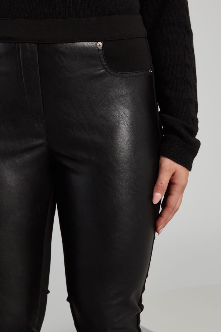 Leggings in jersey e similpelle - NERO - Fashion Market - 3