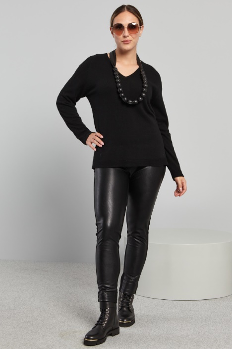 Leggings in jersey e similpelle - Fashion Market