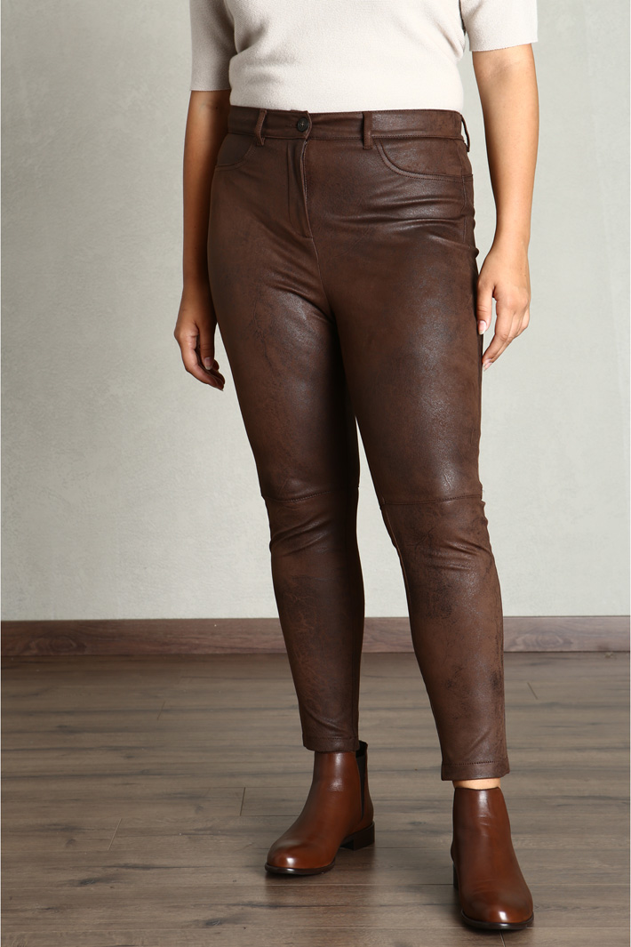 Pantaloni in jersey - MARRONE - Fashion Market - 4
