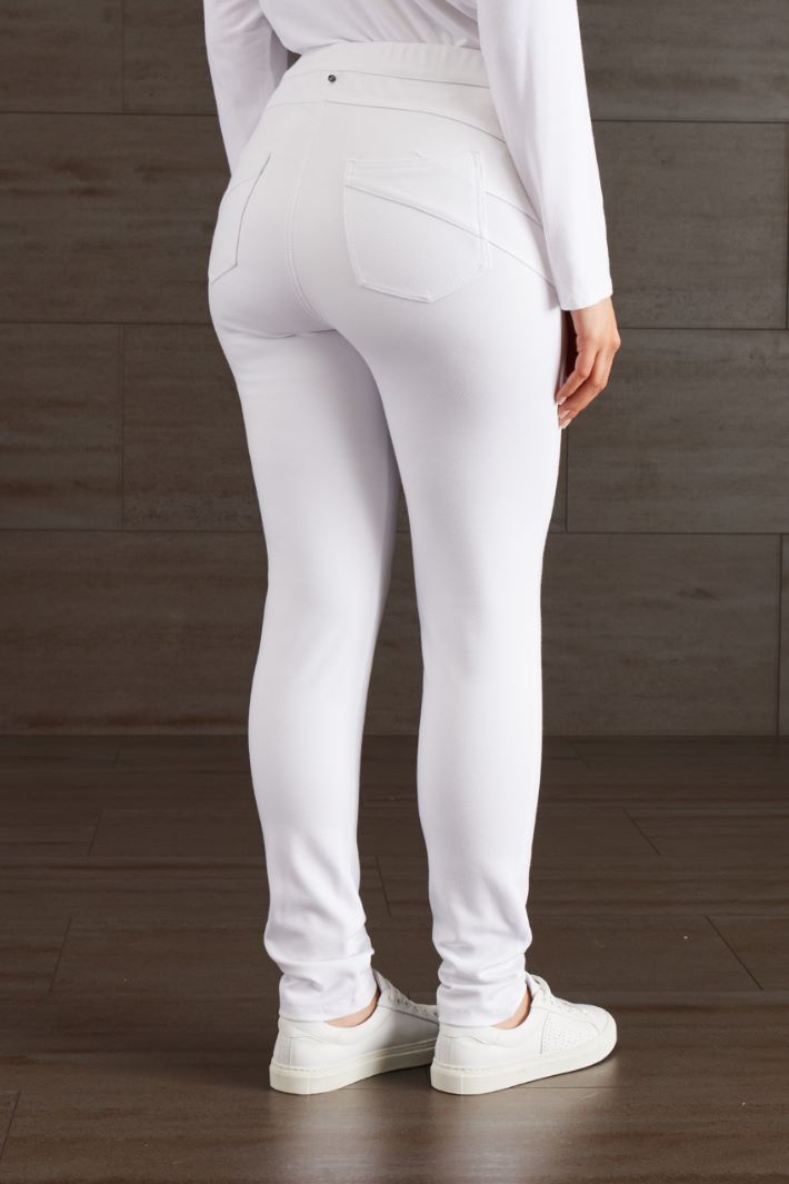 Pantaloni aderenti in jersey  - BIANCO - Fashion Market - 4