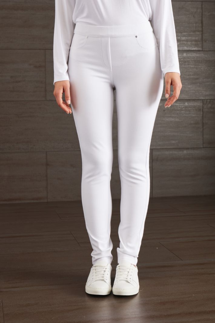Pantaloni aderenti in jersey  - BIANCO - Fashion Market - 2