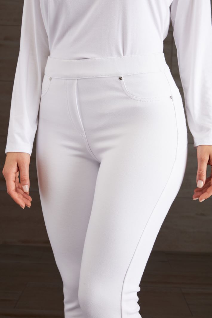Pantaloni aderenti in jersey  - BIANCO - Fashion Market - 3