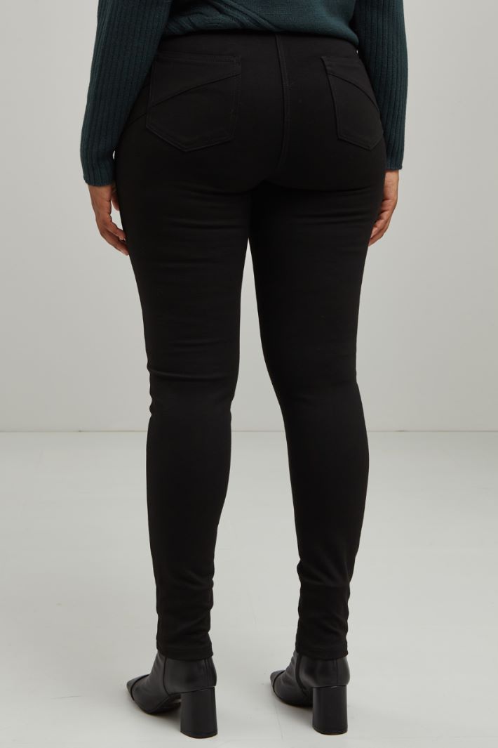 Pantaloni aderenti in jersey  - NERO - Fashion Market - 4