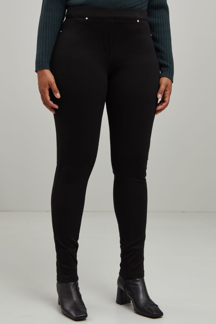 Pantaloni aderenti in jersey  - NERO - Fashion Market - 2
