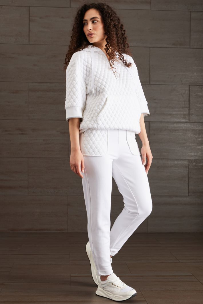 Jogger in jersey di cotone - BIANCO ARGENTO - Fashion Market