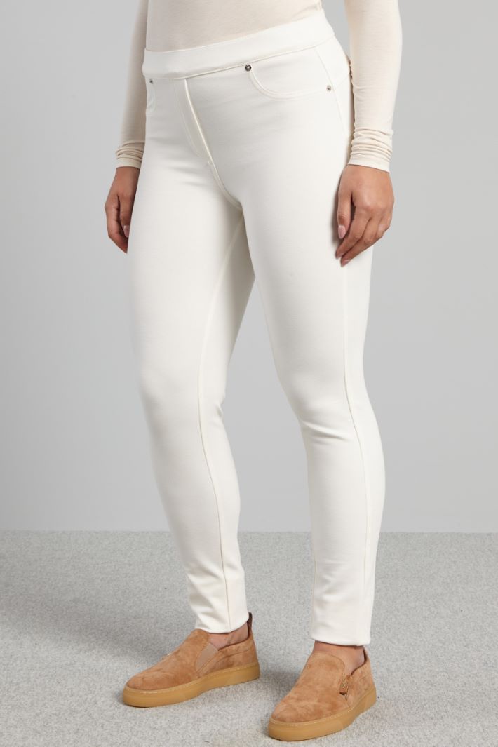 Leggings in jersey diagonale - BIANCO - Fashion Market - 2