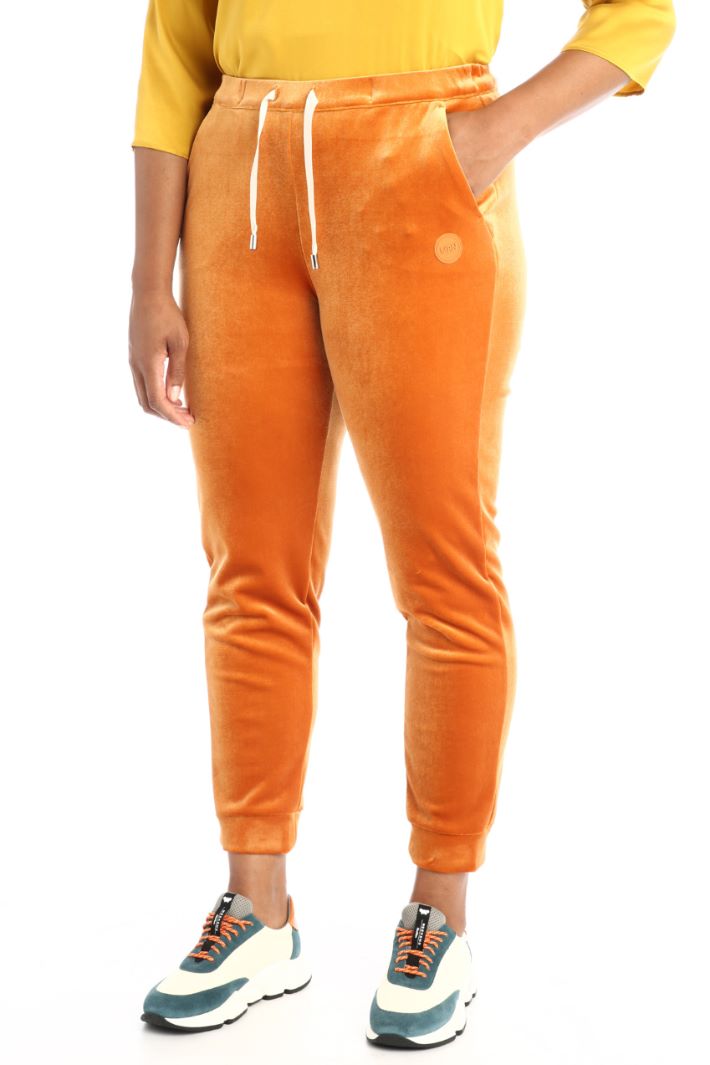 Pantaloni in jersey velluto - ARANCIONE - Fashion Market - 4