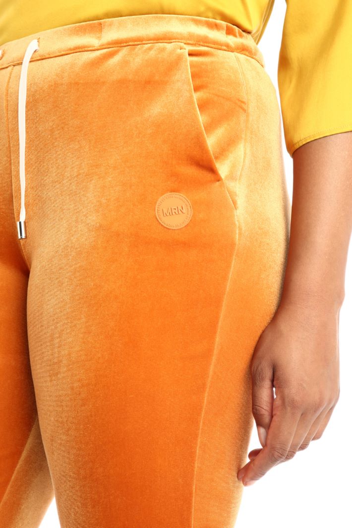Pantaloni in jersey velluto - ARANCIONE - Fashion Market - 3
