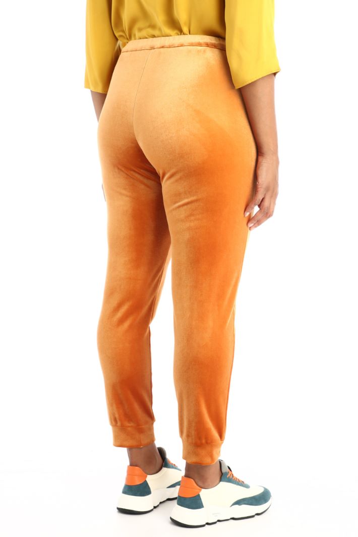 Pantaloni in jersey velluto - ARANCIONE - Fashion Market - 2