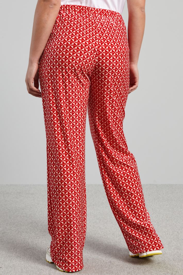 Pantaloni morbidi con coulisse - ROSSO BIANCO - Fashion Market - 4