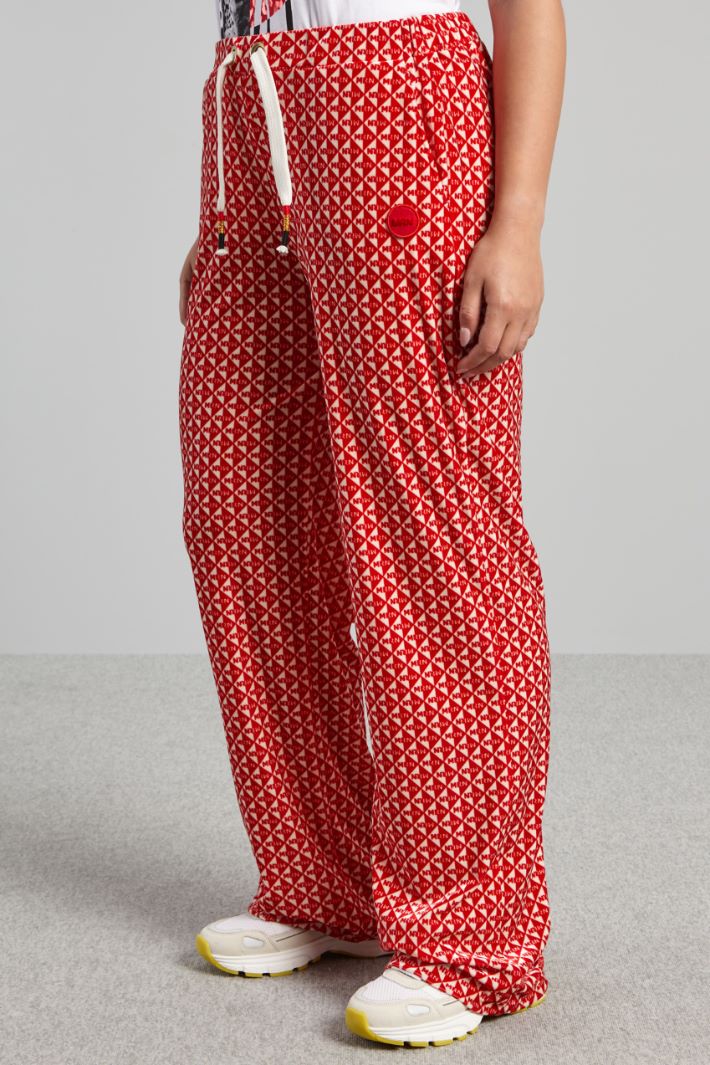 Pantaloni morbidi con coulisse - ROSSO BIANCO - Fashion Market - 2