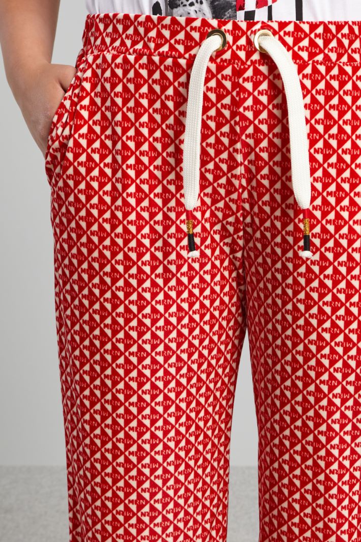 Pantaloni morbidi con coulisse - ROSSO BIANCO - Fashion Market - 3