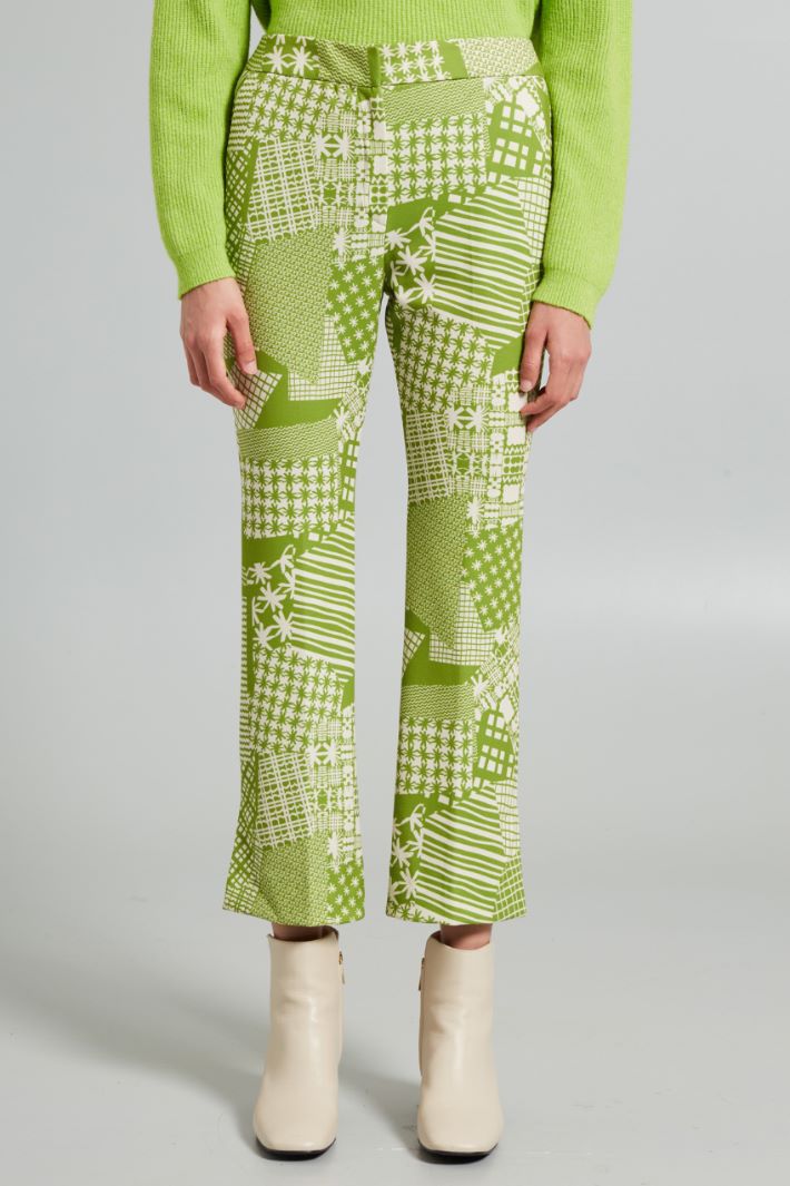 Pantaloni in jersey stampato - PISTACCHIO BIANCO - Fashion Market - 2