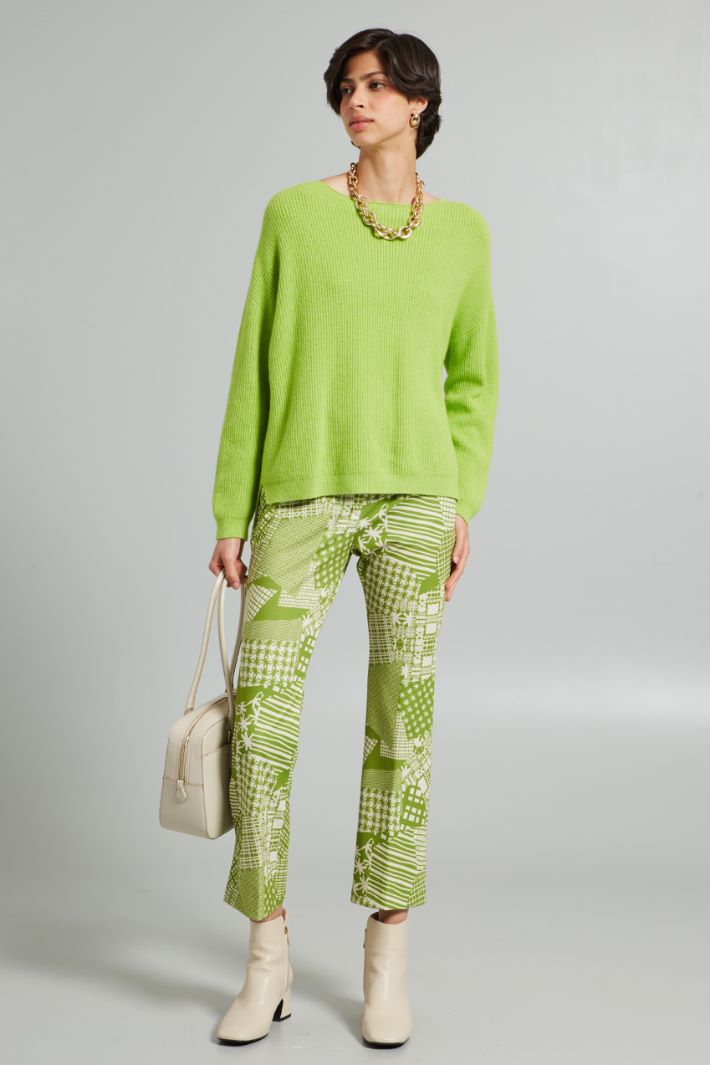 Pantaloni in jersey stampato - PISTACCHIO BIANCO - Fashion Market