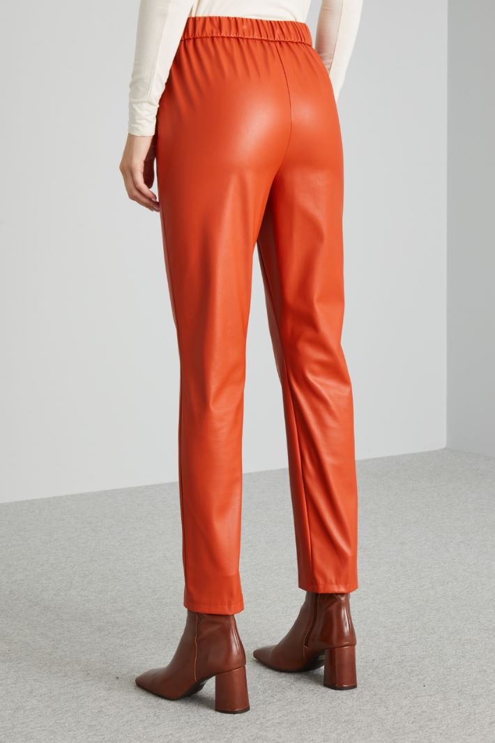 Pantaloni sigaretta in jersey spalmato - ARANCIONE - Fashion Market - 4