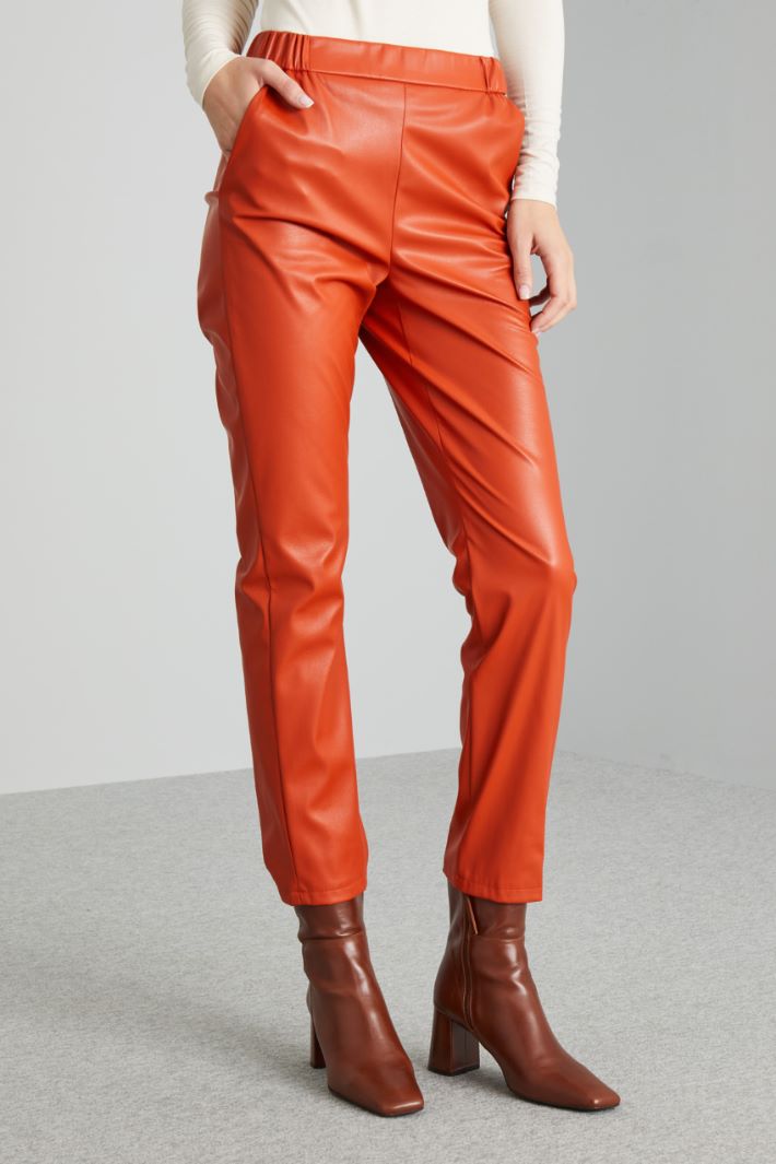 Pantaloni sigaretta in jersey spalmato - ARANCIONE - Fashion Market - 2
