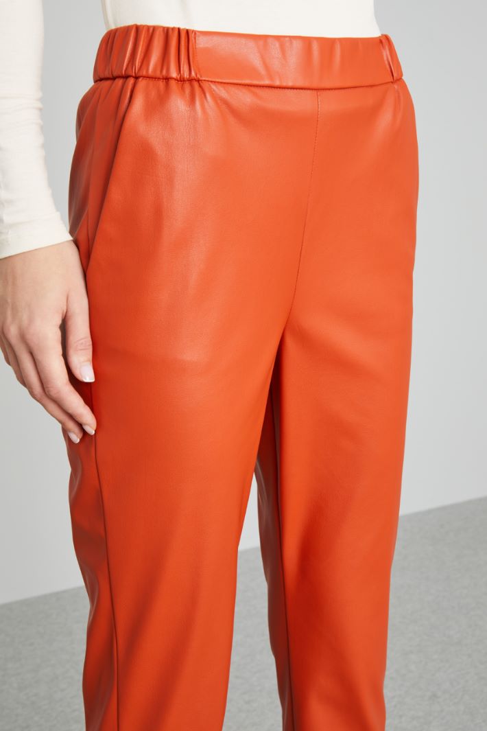 Pantaloni sigaretta in jersey spalmato - ARANCIONE - Fashion Market - 3