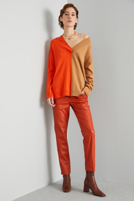 Pantaloni sigaretta in jersey spalmato - Fashion Market